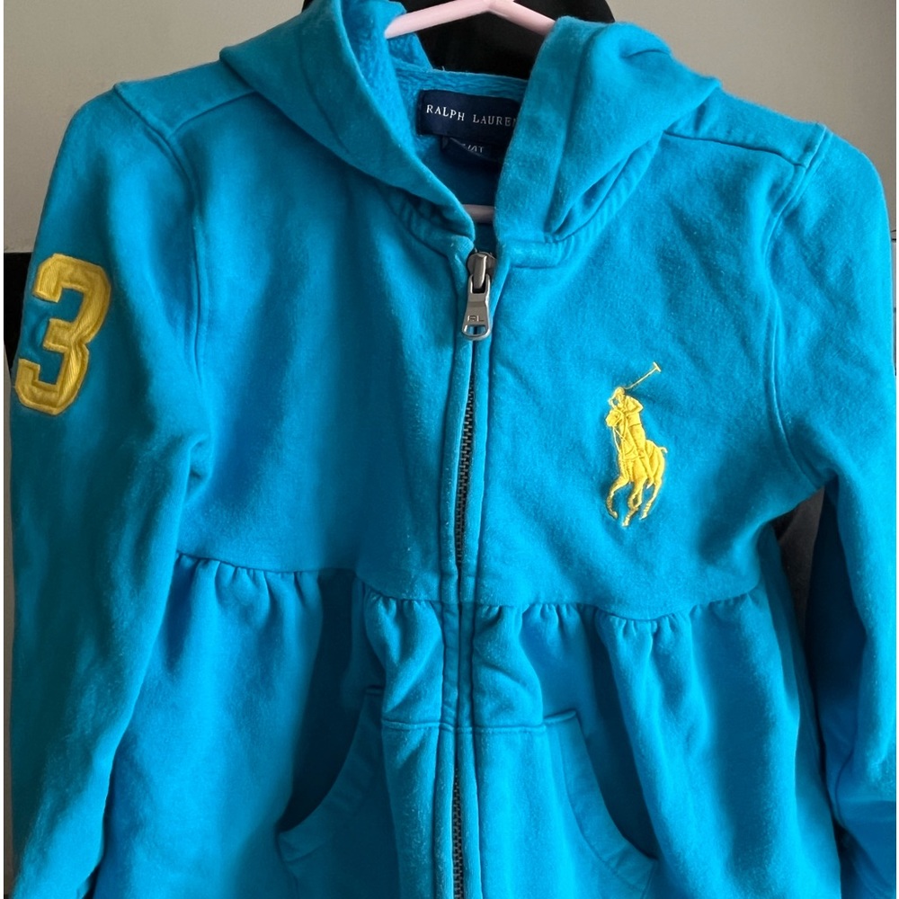 Polo toddler sweatshirt. Blue with yellow accents size 4/4T